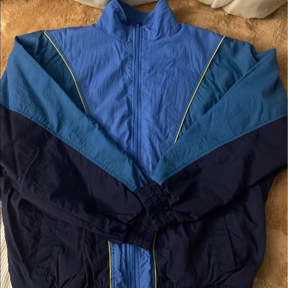 dark blue windbreaker